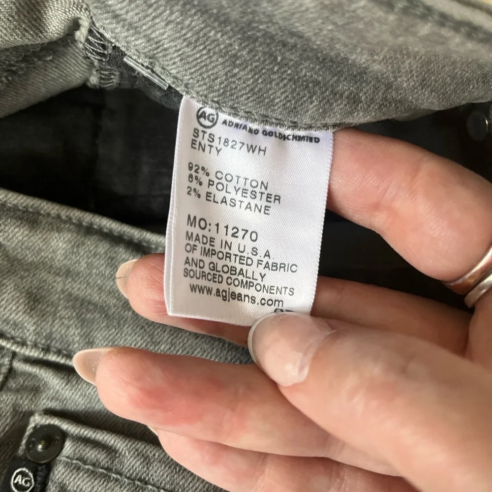 New AG Adriano Goldschmied High Rise Wide Leg Cropped Denim Jeans 27 Light Gray - Picture 14 of 16